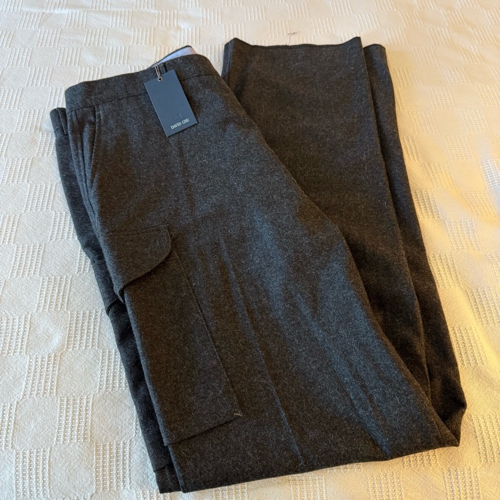 David Chu Wool Cargo Pants, unhemmed length.